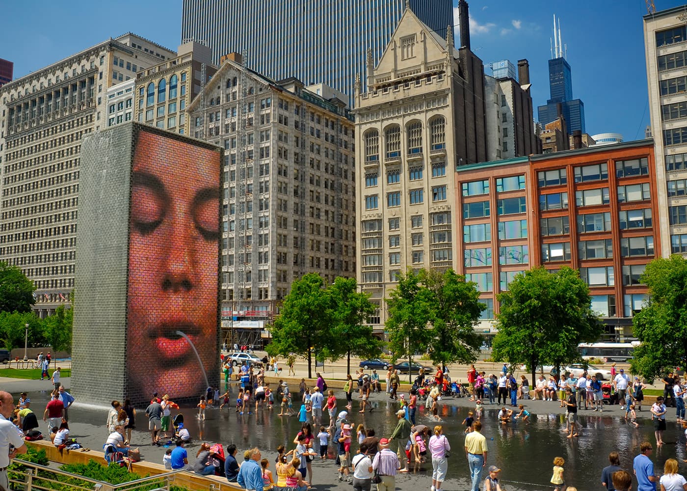 Crown Fountain in Millennium Park, Chicago